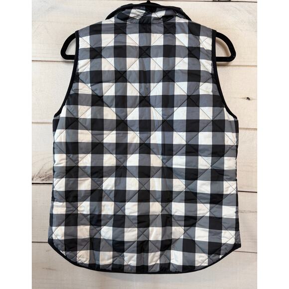 J. Crew White Black Checked Vest Sz S Holiday Festive Winter Vibes Classic - Picture 2 of 6